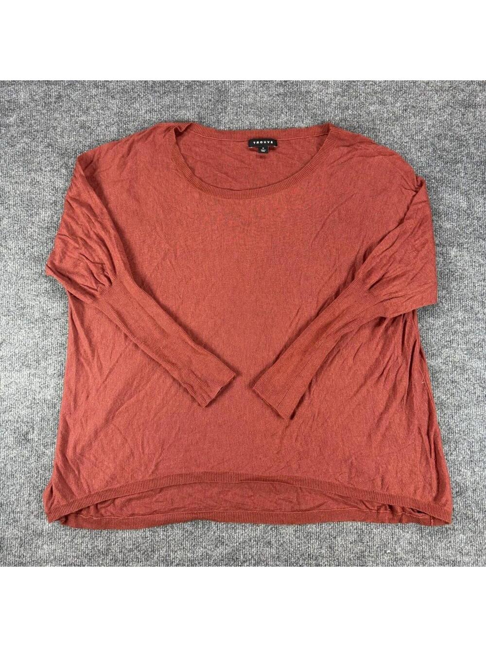 Trouvé Womens Medium Rust Orange Long Sleeve Sweater - Lightweight, Spring, Fall